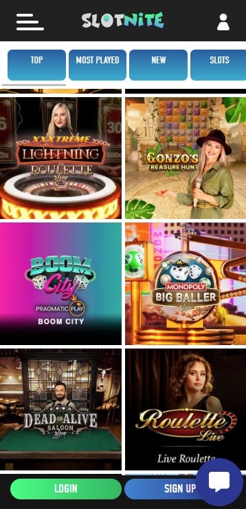 Slotnite Live Casino Lobby